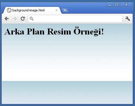 Eğer zemin resminin hiçbir şekilde tekrarlanması istenmez ise o zaman no-repeat seçeneği kullanılabilir. Aşağıdaki örnekte arka plan resmi tekrarlanmaktadır (Şekil 6).