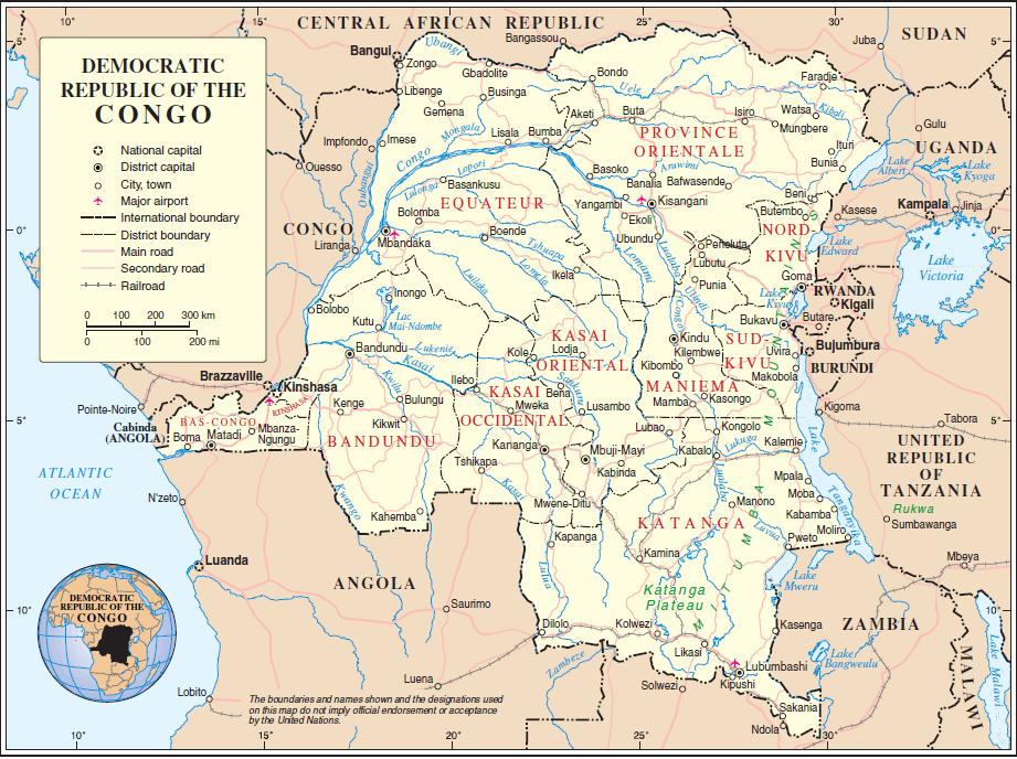 APPENDIX E MAP OF DEMOCRATİC REPUBLİC OF CONGO Source: Department of Peacekeeping Operations,