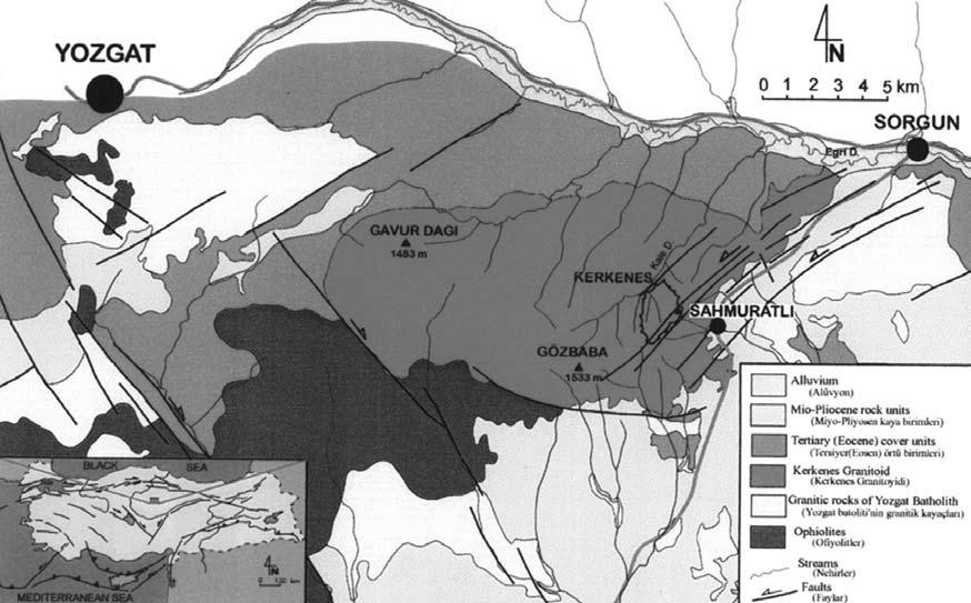 The CACC can be divided into three principal lithological units; Central Anatolian metamorphics, Central Anatolian ophiolites and Central Anatolian granitoids among which