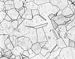 Şekil 7. Östenitik çelik mikroyapısı Sementit; sert, kırılgan, şekillendirilemeyen bir ara bileşiktir. Yaklaşık 800 VSD sertliğindedir. İki türdür. 1.Sementit ergiyikten ilk katılaşan sementit tir. 2.