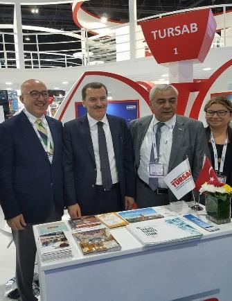 Türkiye standında; TÜRSAB beraberinde, TUROB, THY ve Ortadoğu pazarı ile çalışan Birliğimiz üyesi seyahat acentaları ile birlikte turizm sektörünü temsil eden