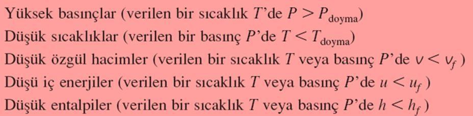 Prof. Dr. Hüsamettin BULUT Çözümlü Termodinamik Problemleri Saf Madde ve Gazlar Doymuş buhar eğrisinin sağındaki bölgede ve kritik noktasal sıcaklığın üzerindeki sıcaklıkta madde kızgın buhardır.