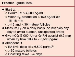 Coasting Genel görüş Leading folikül >15 mm E2>3000 pg/ml