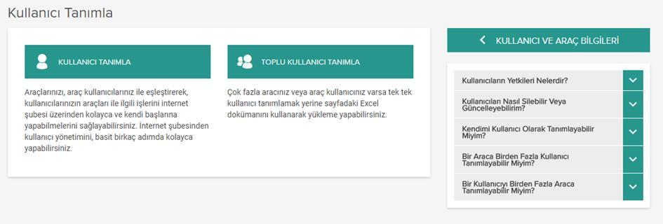 Sil butonu ile Kullanıcı-Araç eşleşmesini silebilirsiniz. Bu durumda sadece kullanıcı-araç eşleşmesi silinir.