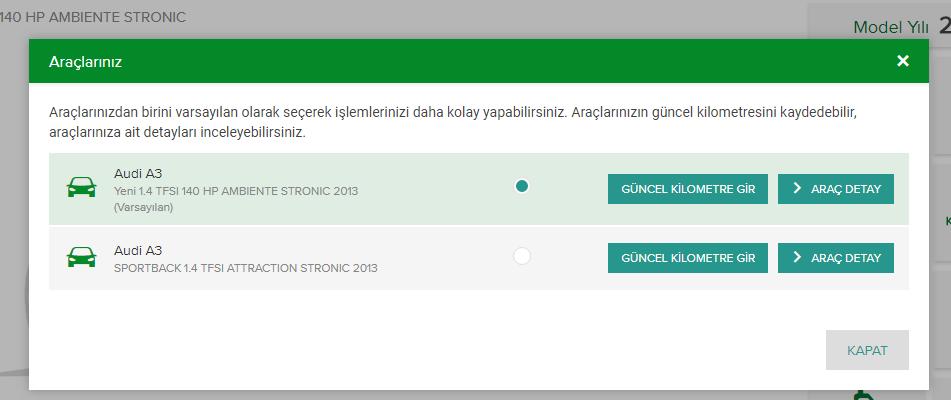 yapılmasını sağlayabilir ve kilometre aşım durumunuzu sorgulayabilirsiniz.