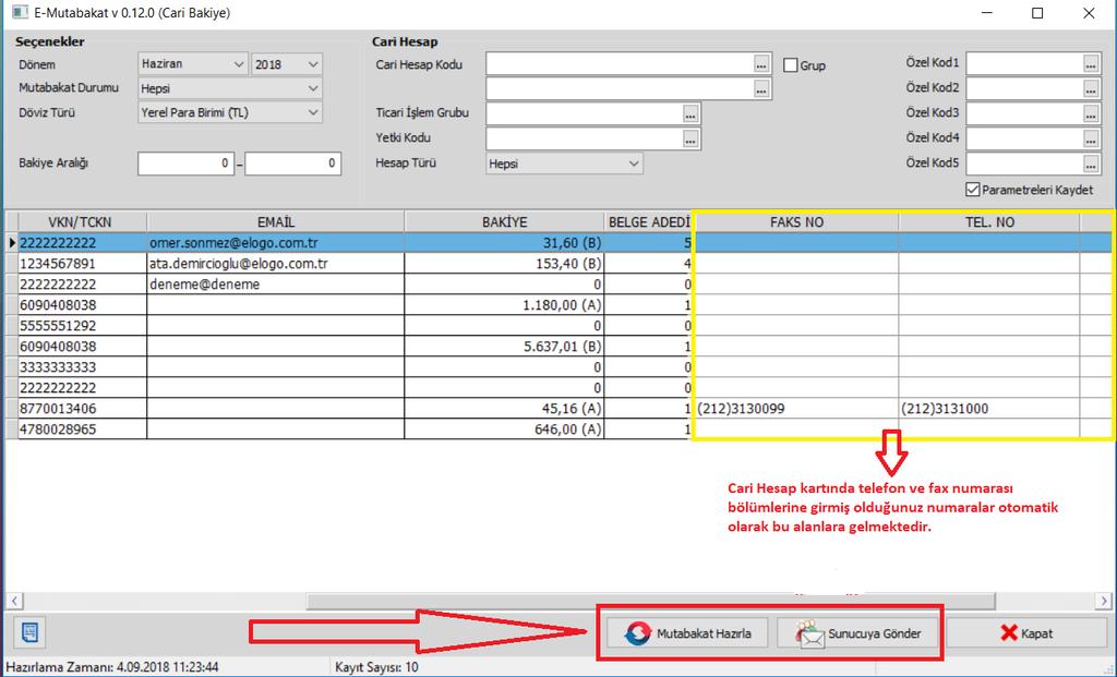 Not: Fax ve Sms gönderimleri standard olarak kapalı gelmektedir. Bu gönderimlerin aktif hale gelmesi için https://e-mutabakat.logo.com.