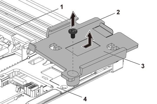 Rakam 29. MicroSATA kablosunu çıkarma 1. SSD 2. MicroSATA kablosu 4. SSD tutucusunu pil yedek birimi (BBU) braketine sabitleyen vidayı çıkarın. 5. SSD tutucusunu BBU braketinden çıkarın. Rakam 30.