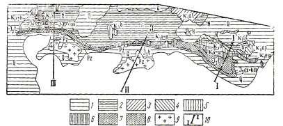 tassyklandy (Romanowa 1957, Hudobina 1961). Magmatik dag jynslarynyň ýüze çykmalary aýry-aýry çykytlary emele getirýärler.