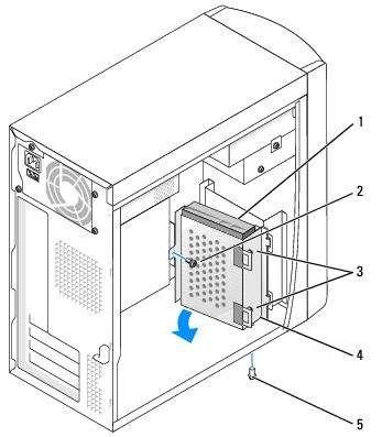 60-njy surat. Ulgam blogyndan gaty diskiň çykarylyşy. Bu ýerde 1.Gaty disk gurluşy. 2.Saklaýjynyň towlanýan çüýi. 3.