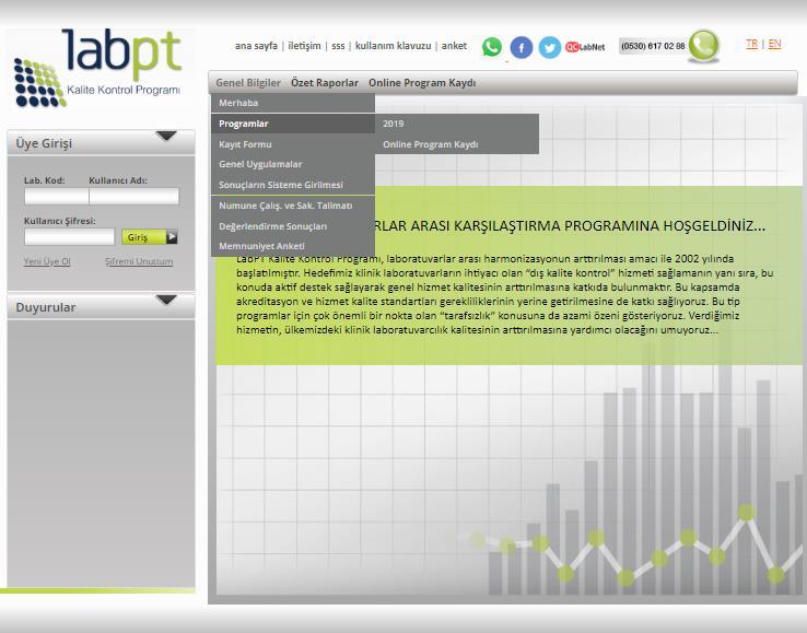 IV. Genel Bilgiler Progamlar Bu alanda 2019 yılı tanıtım kataloğuna ve online kayıt alanına ulaşabiliriz.