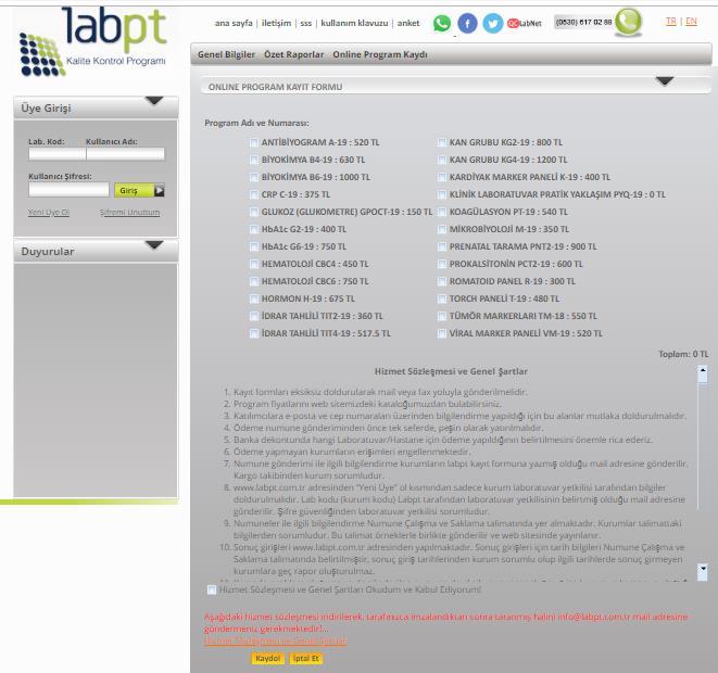 Hizmet sözleşmesinin hastane/ laboratuvar sorumlusu tarafından imzalı halinin info@labpt.com.tr adresine mail yoluyla gönderilmesi gerekmektedir.