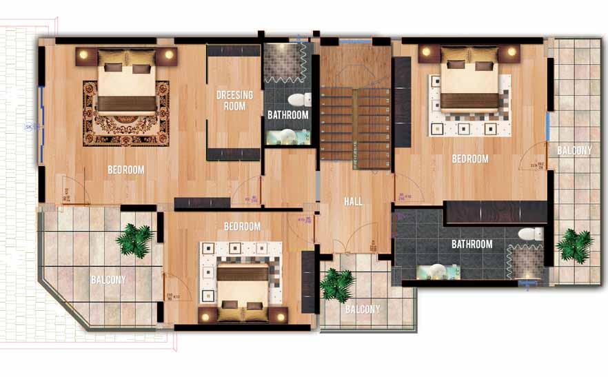 SECOND FLOOR Bedroom :24,40 M² Dresing Room :5,85 M² Bathroom :4,10 M² Bedroom :16,46 M²