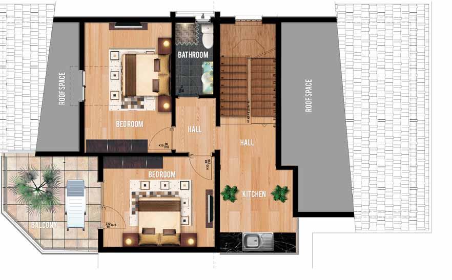 ROOF FLOOR Bedroom :18,60 M² Bathroom :4,10 M²