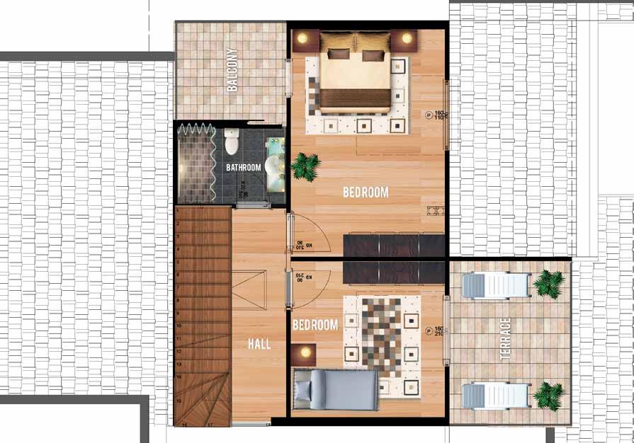 Roof FLOOR Bedroom :18,26 M² Bedroom :12,52 M² Bathroom