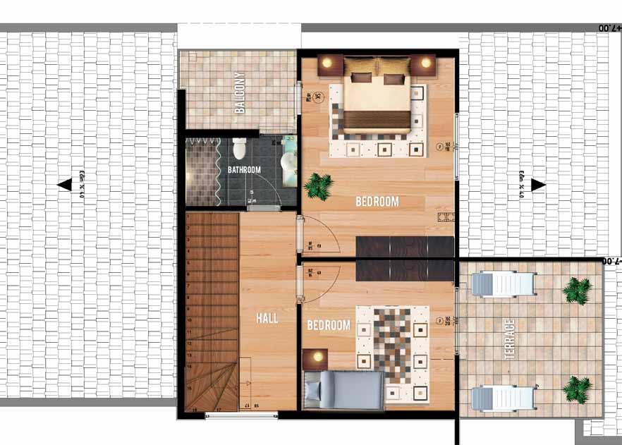 Roof FLOOR Bedroom :20,61M² Bedroom :12,55 M² Bathroom