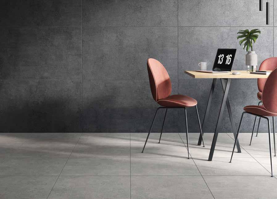 Newcon Yeni 1 2 Sakin yüzey dokusu ve doğal renk tonlarıyla şık ve fonksiyonel mekânlar yaratabilen beton görünümlü porselen serisi.