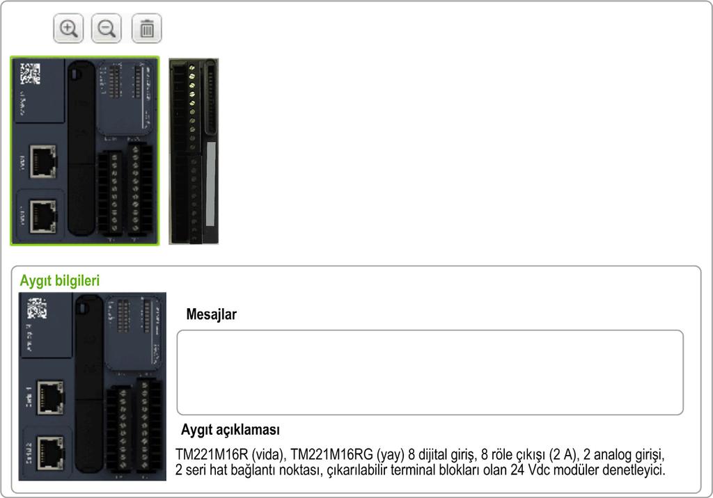 Bir Denetleyiciyi Yapılandırma Düzenleyici Düzenleyici alanı Konfigürasyon penceresinin ortasında görüntülenir. Aygıtların hardware konfigürasyonunun grafik temsilini görüntüler.