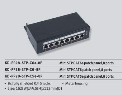 UP-PP28-STP-C5e-8P UP-PP28-STP-C6-8P Mini STP CAT5e patch panel,8