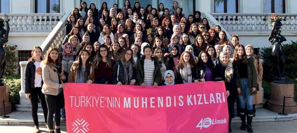2018 108 Limak Şirketler Grubu Faaliyet Raporu Türkiye nin Mühendis Kızları Türkiye nin Mühendis Kızları (TMK) projesi, mühendislik eğitimi alan ve alacak olan kız öğrencileri, eğitimleri boyunca