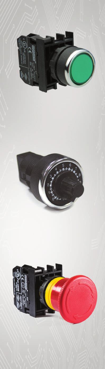 Kumanda Butonları ve Sinyal Lambaları Control Units and Pilot Lights B Serisi Ø 22mm Kumanda Butonları Maksimum güvenlik için parmak koruma Darbe dayanıklı polikarbonat buton lensi Alev almayan V0