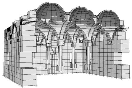 Zal Paşa Camii nin matematiksel modeli İzolatör etkinliğinin deprem büyüklüğü ile olan ilişkisini incelemek maksadı ile sentetik olarak üretilmiş 6 farklı ivme kaydı kullanılarak analizler