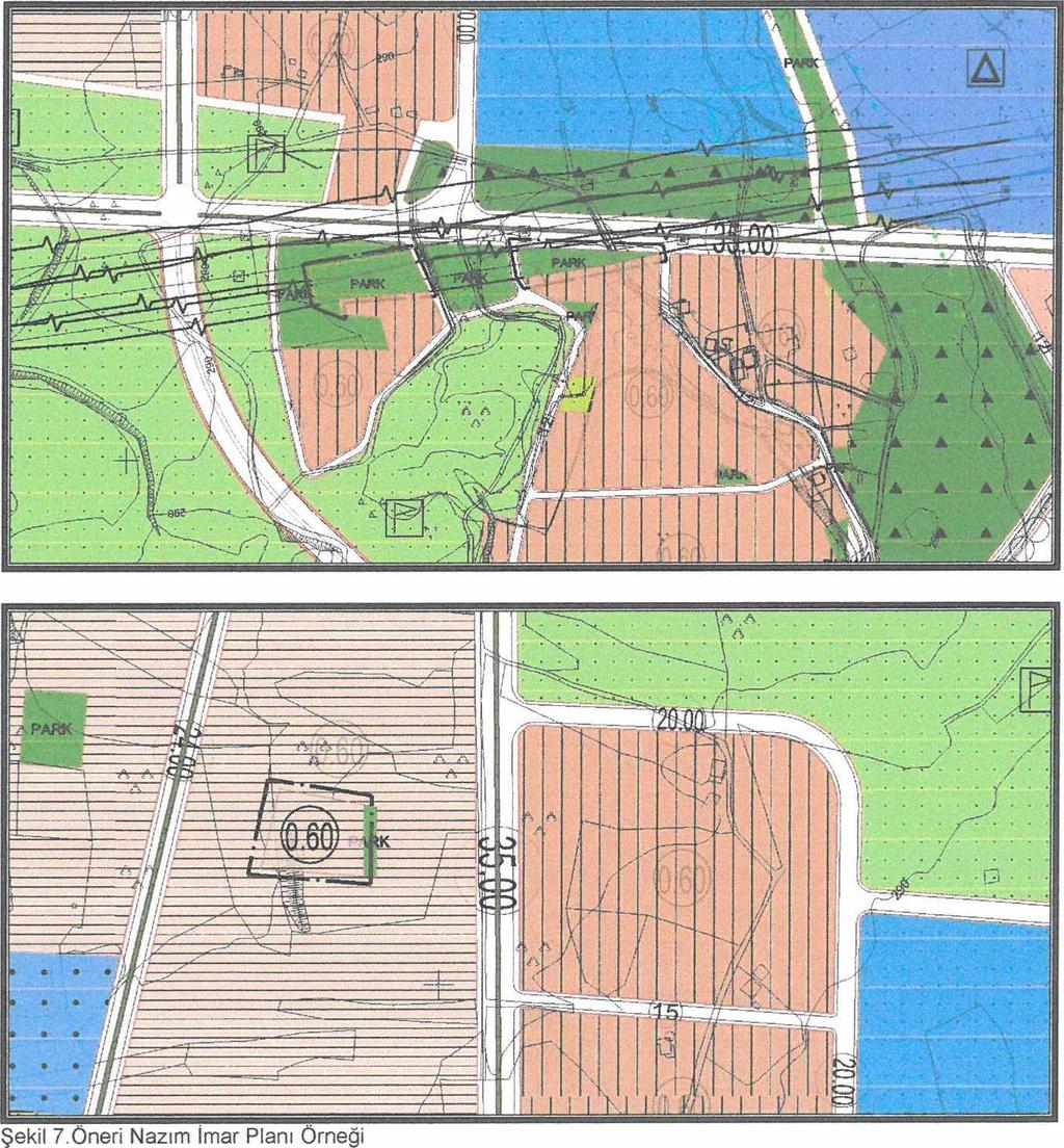 4. PLANLAMA KARARLARI Mevcut Nazım imar planında Mevcut Konut Alanında kalan 1353, 1354, 1357 Adaların üzerinden geçen Türkiye Elektrik İletim AŞ ye ait 3 adet enerji iletim hattı imar planlarına