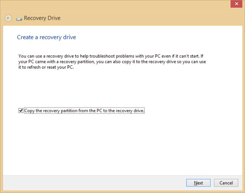 20 - Kurtarma 1. Başlat'ta 'Recovery" yazın ve uygulamalar listesinde Acer Recovery Management'ı tıklatın. 2. Fabrika Varsayılan Yedeği Oluştur'u tıklatın. Kurtarma Sürücüsü penceresi açılır.