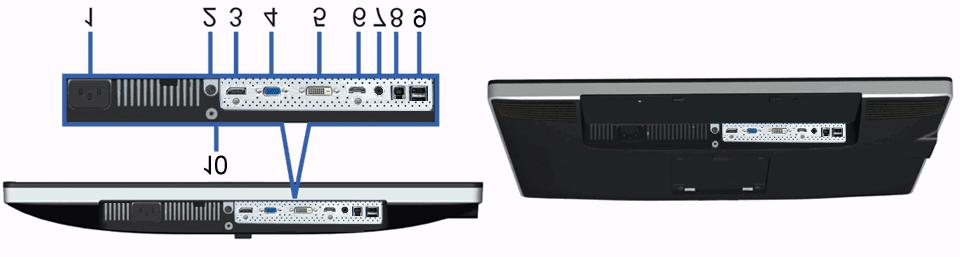 Alttan Görünüm Alttan görünüm Monitör standıyla alttan görünüm Etiket Açıklama Kullanım 1 AC güç kablosu bağlantısı Güç kablosunu bağlayın 2 Dell Soundbar için DC güç bağlantısı.