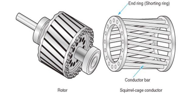 Üç Fazlı Asenkron Motorların Yapısı - Rotor Rotor Üç fazlı asenkron motorların hareket eden (dönen) kısmı olup; kısa devre çubuklu (sincap kafesli) ve sargılı olmak üzere iki değişik yapıda yapılır.