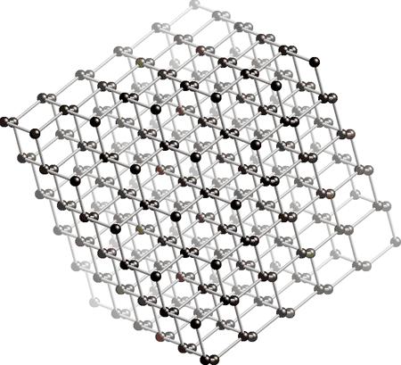 Bu resimde ise karbon atomlarının daha sıkı bir geometrik yapı ile birbirlerine bağlandıklarını görebiliriz.