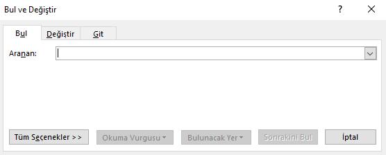 Bu pencere yardımı ile de gelişmiş aramalar gerçekleştirilebilir. 3.