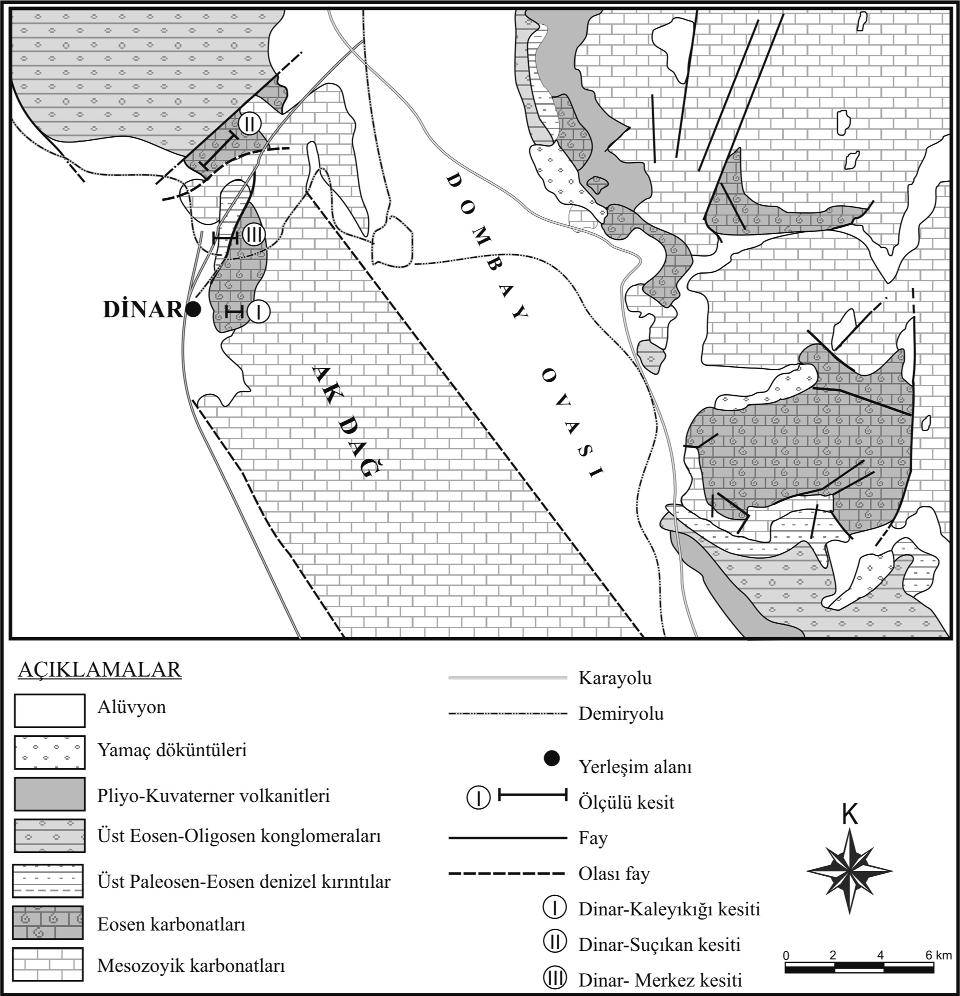 Görmüfl vd. 3 rultusunda üç adet stratigrafi kesiti ölçülmüfl ve yönlü kaya örnekleri, yumuflak litolojilerden y - kama örnekleri ile tane fosil içeren noktasal ve sistematik örnekler derlenmifltir.