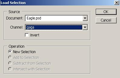Seçimi yüklemek Seçimi yüklemek için Select Load Selection seçilir. Açılan kutuda Channel açılabilir menüsünde gaga adlı seçim adı seçilir. OK düğmesine basılır.