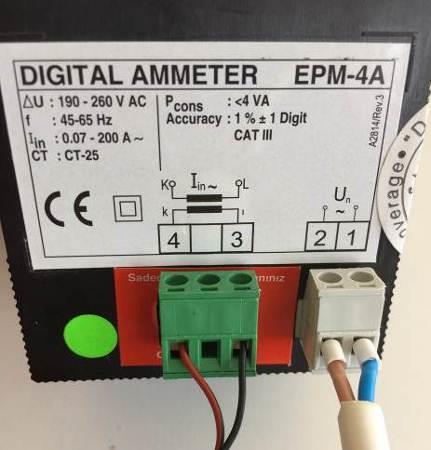 4.7. Ampermetre bağlantısı Pano tipi ampermetrelerde Un ölçüm aletinin besleme giriş klemensidir. Buradan ölçüm aleti için uygun gerilimde besleme yapılır.