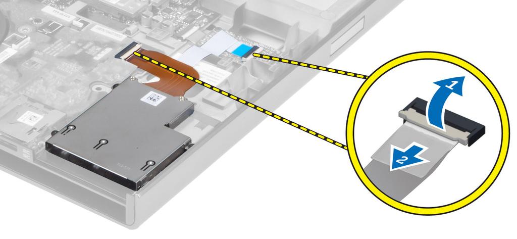 f. RFID 4. Avuç içi dayanağını bilgisayarın ön tarafına sabitleyen vidaları sıkın. 5. Avuç içi dayanağını bilgisayarın tabanına sabitleyen vidaları sıkın. 6. Şunları takın: a. sabit sürücü b.