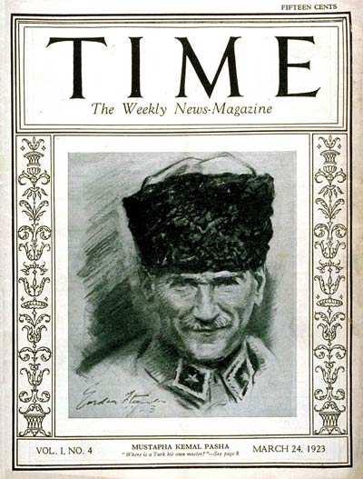 24 Mart 1923:Mustafa Kemal Paşa, Time dergisinin 4.sayısına kapak oldu. Dergide «Nerede bir Türk kendi efendisidir?