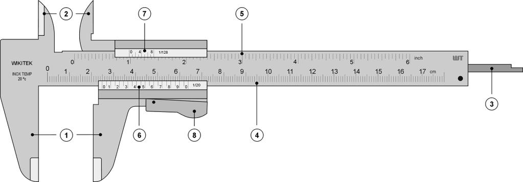 1. Dış çap çeneleri: Bir cismin dış çapını yada genişliğini ölçmede kullanılır. 2. İç çap çeneleri: Bir cismin iç çapını ölçmede kullanılır. 3.
