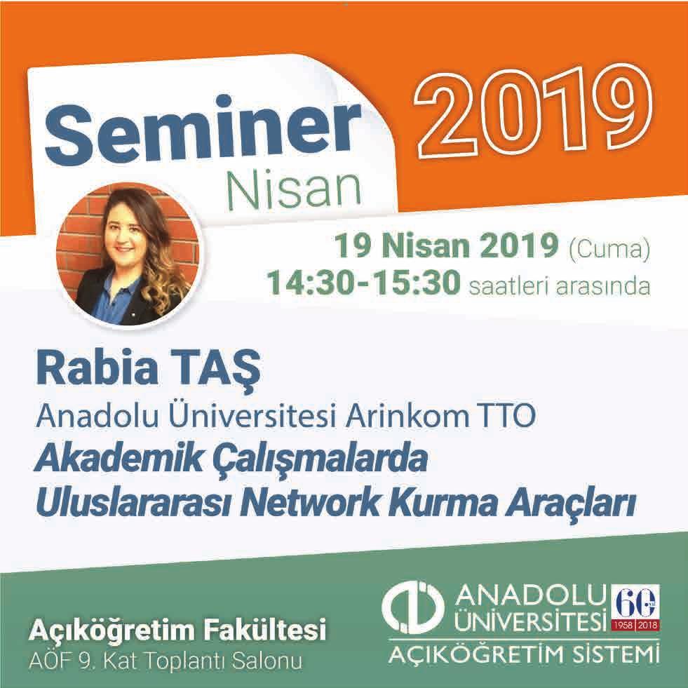 Açıköğretim Sistemi Seminerlerinin Konuğu Rabia Taş ve Mehmet Kesim Oldu Açıköğretim Sistemi Seminerleri kapsamında nisan ayının üçüncü semineri