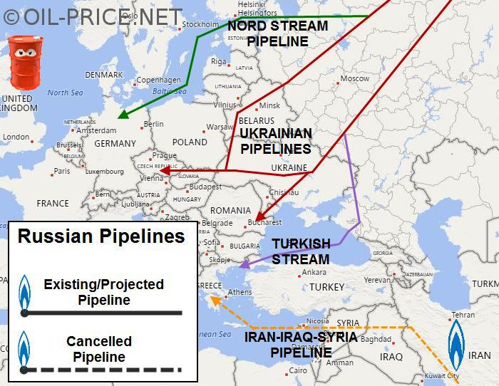 Rus Boru Hatları Tüketimin Yüzdesi Olarak Rus Gazprom a İthalat Bağımlılığı Kuzey Akımının iki yönlü 48" boru hattı; Rus gazını, Baltık Denizi altından Almanya ve Avrupa ya getiriyor.
