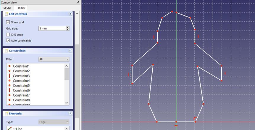 4.Aşağıdaki şekilde okla gösterilen polyline aracını seçin ve yukarıdaki şekle benzer bir çizim yapınız. 3.adımdaki şekildeki kılavuz çizgilerini göz önünde bulundurunuz.