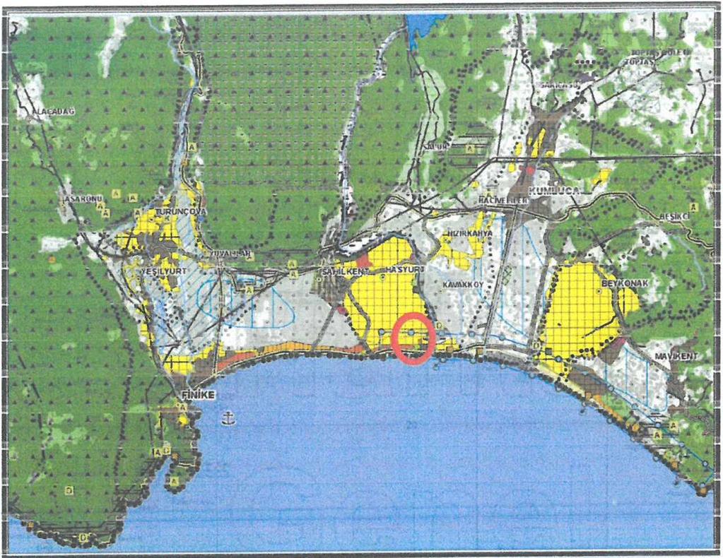 Şekil 3 Antalya-Burdur-Isparta Planlama Bölgesi 1/100000 ölçekli Çevre Düzeni Planı Parsel Mülga Bayındırlık Bakanlığınca