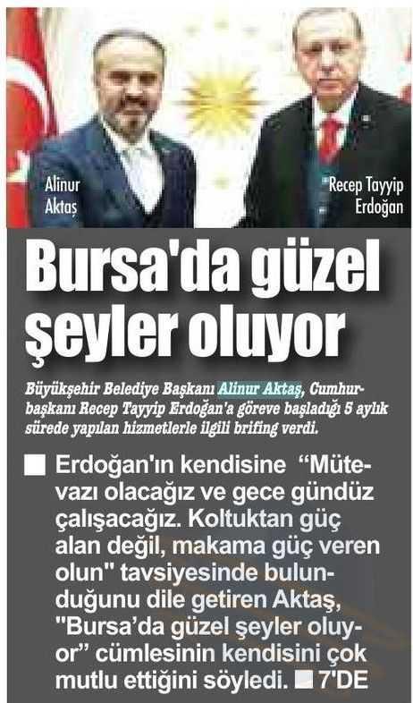 BURSADA GÜZEL SEYLER OLUYOR Yayın Adı : A Gazete (Bursa)
