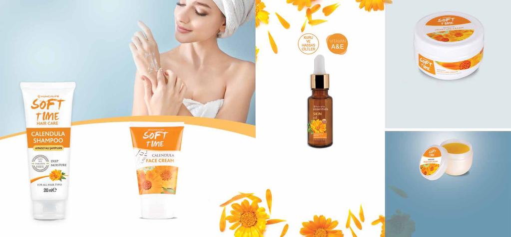 AYNISEFA MUCİZESİ Calendula SOFT TIME CALENDULA Hızlı emilen formulü ile cildin nem ihtiyacını karşılar. En kuru ciltlerde bile güçlü ve etkili nemlendirme sağlamaya yardımcı olur.