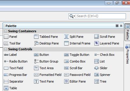 NetBeans Arayüzü NetBeans geliştirme ortamının temel bazı bölümleri Palette, Design