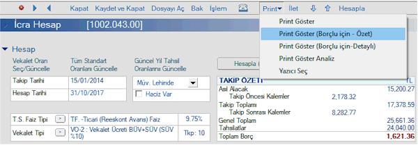 Hesap formuna Borçlular için yeni bir print formatı eklendi (Borçlu için Özet baskı). 3.