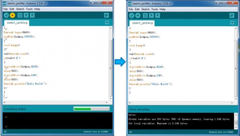 Step6 Open the Serial Monitor / Seri Port Ekranının Açılması After that, click the serial monitor button