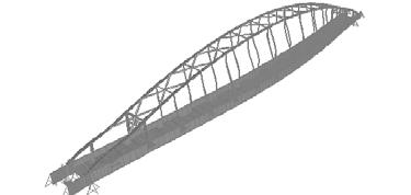 Borçka Çelik Kemer Köprüsünün Analitik Modellenmesi Borçka Çelik Kemer Köprüsü nün mevcut durumu için SAP2000 (2008) programında analitik model oluşturulmuş, oluşturulan model üzerinden modal