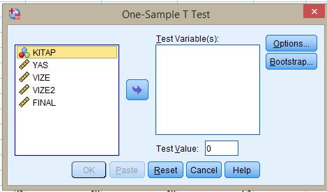 Açılan ekranda Test etmek istediğimiz değişkeni seçip 2 ekran