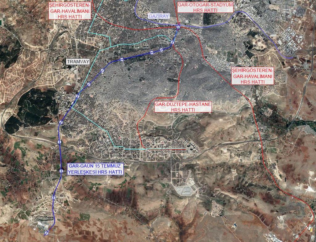 2. PROJE KORİDORU Gar-GAÜN 15 Temmuz Yerleşkesi Hafif Raylı Sistem (Metro) Hattı, önemli çekim noktası olan iki üniversite bölgesine de erişim sağlamaktadır. 1. etapta içerisinde Tıp Fakültesi nin de yer aldığı Gaziantep Üniversitesi Ana Kampüsü ne ulaşmaktadır.