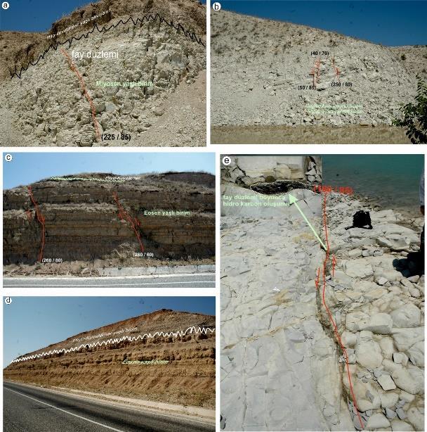 yaşlı veya Paleosen-Eosen yaşlı birimleri deforme eder. Bütün bu deformasyon verileri, en üstteki Pliyo- Kuvaterner yaşlı akarsu çökelleri ile örtülür. Şekil 3.